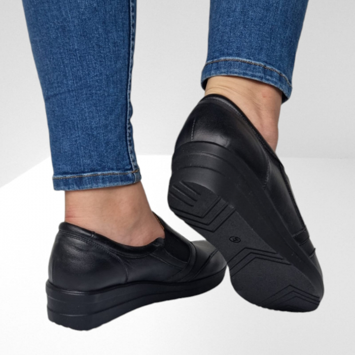 Pantofi Damă Casual Confort Din Piele Neagră 5147 [5]