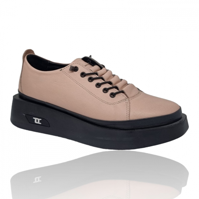 Pantofi Damă Casual Confort Din Piele Naturala Pudra 5109 [3]