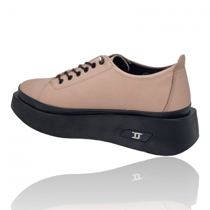 Pantofi Damă Casual Confort Din Piele Naturala Pudra 5109 [4]