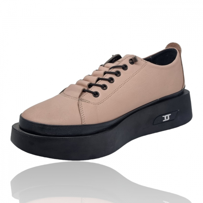 Pantofi Damă Casual Confort Din Piele Naturala Pudra 5109 [2]