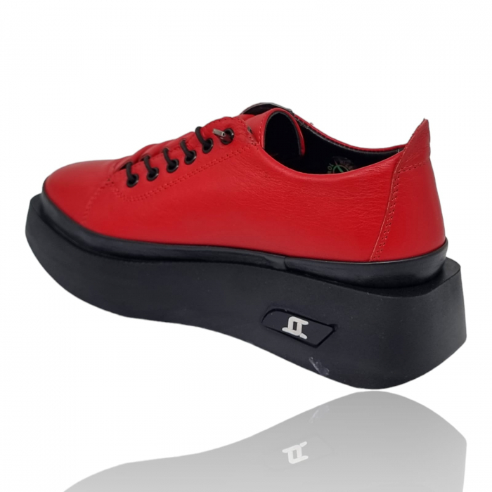 Pantofi Damă Casual Confort Din Piele Naturala Rosu 5113 [2]