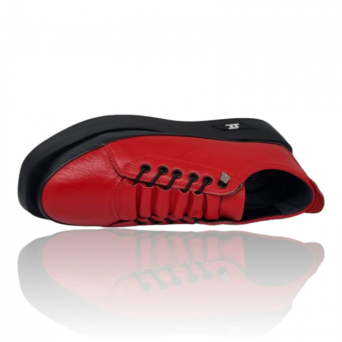 Pantofi Damă Casual Confort Din Piele Naturala Rosu 5113 [4]