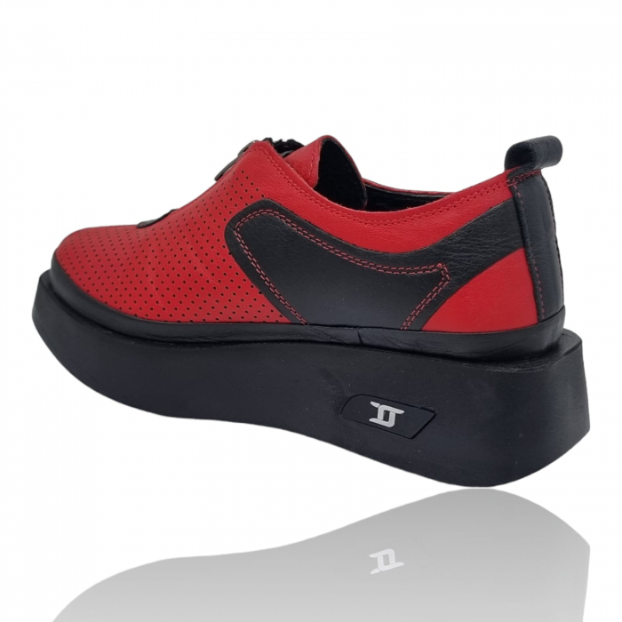 Pantofi Damă Casual Confort Din Piele Naturala Rosie 5115 [2]
