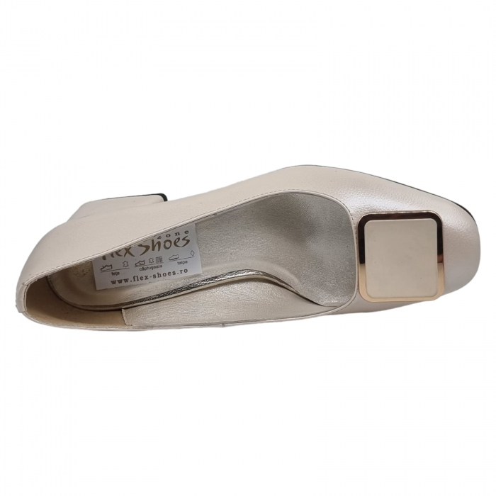 Pantofi Damă Eleganți Din Piele Naturală Crem 15094 [5]