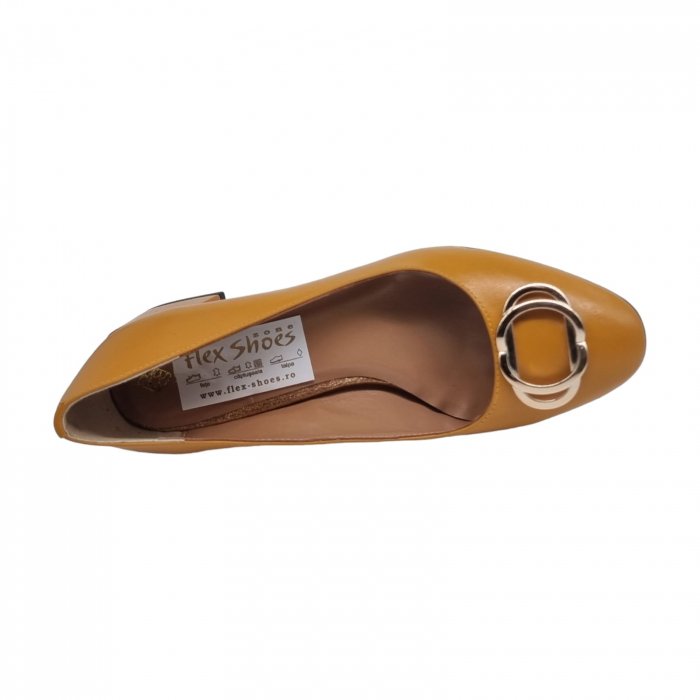 Pantofi Damă Eleganți Din Piele Naturală Mustar 16007 [4]