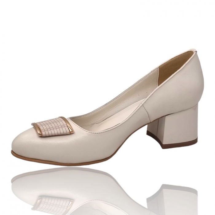 Pantofi Damă Eleganți Din Piele Naturală Crem 16253 [4]