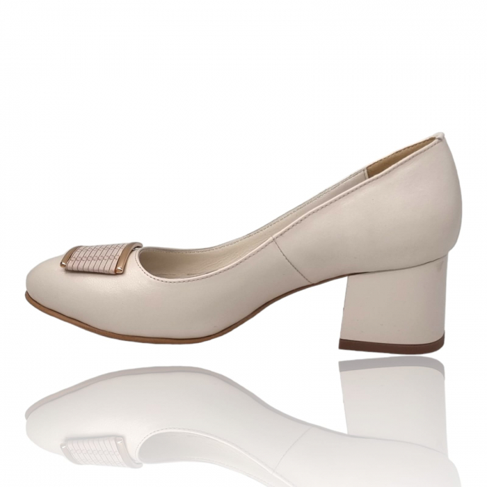 Pantofi Damă Eleganți Din Piele Naturală Crem 16253 [2]