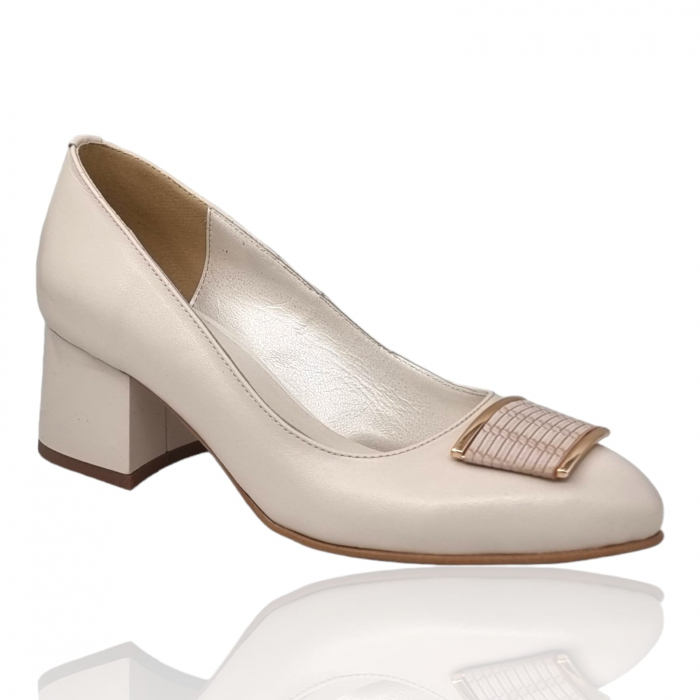Pantofi Damă Eleganți Din Piele Naturală Crem 16253 [3]