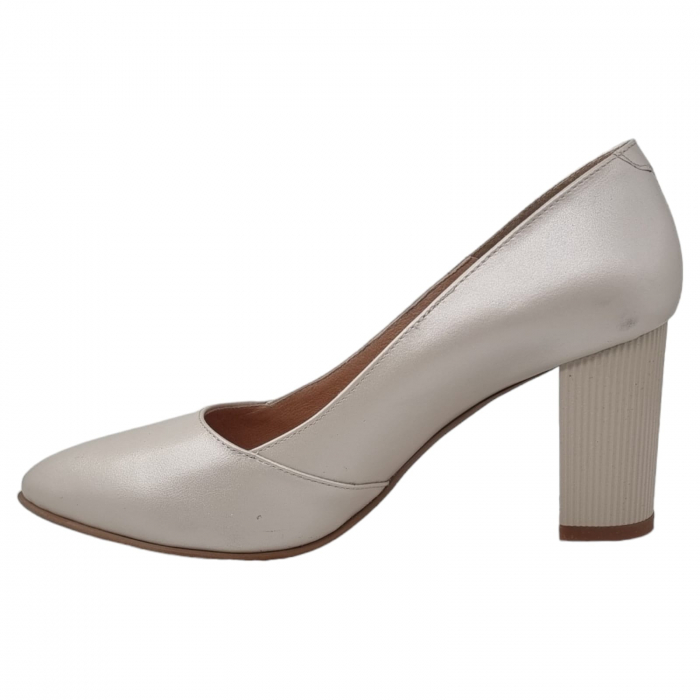 Pantofi Damă Eleganți Din Piele Naturală Crem 3190 [9]