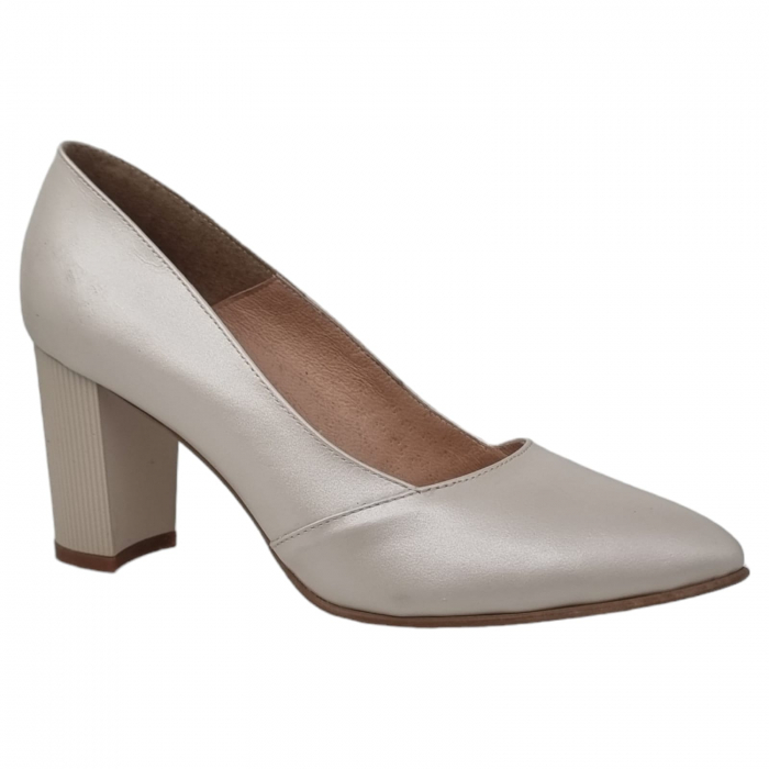 Pantofi Damă Eleganți Din Piele Naturală Crem 3190 [12]
