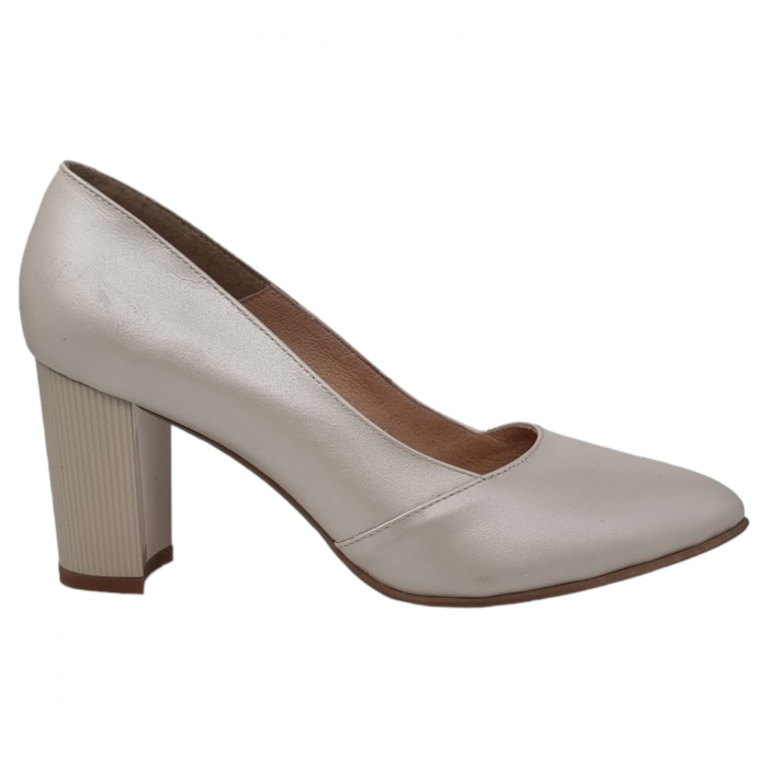 Pantofi Damă Eleganți Din Piele Naturală Crem 3190 [8]