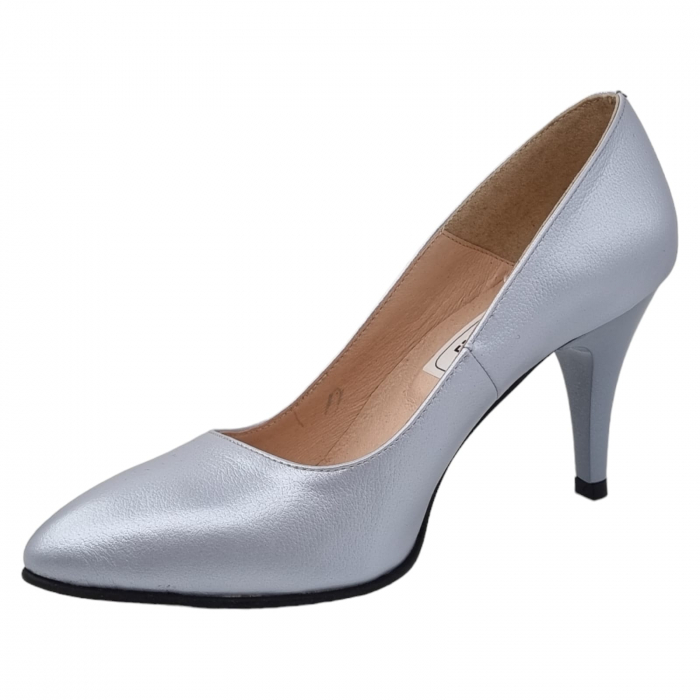 Pantofi Damă Eleganți Din Piele Naturală Gri Sidef 3215 [10]