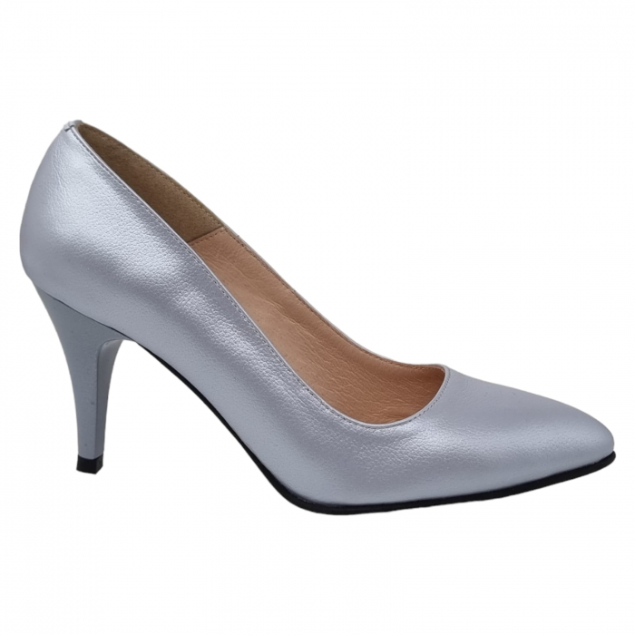 Pantofi Damă Eleganți Din Piele Naturală Gri Sidef 3215 [8]