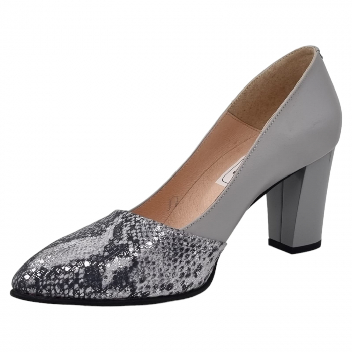 Pantofi Damă Eleganți Din Piele Naturală Gri 3227 [2]