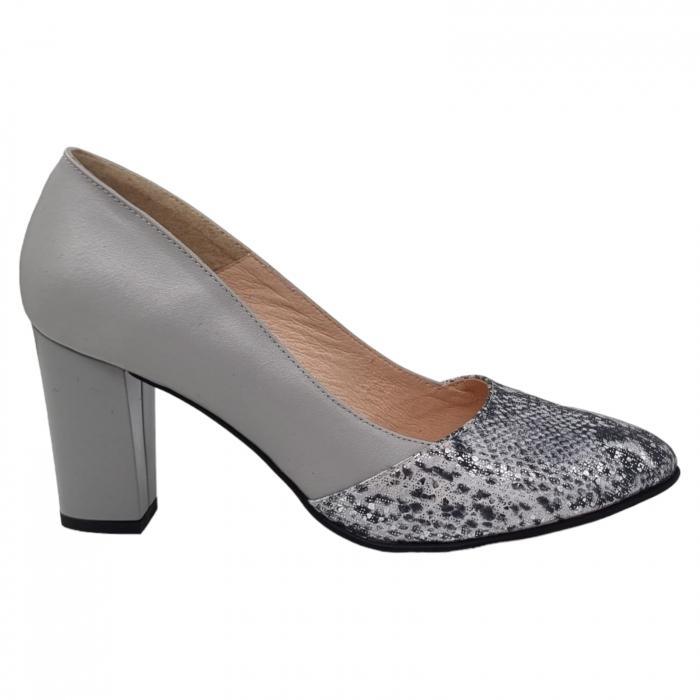 Pantofi Damă Eleganți Din Piele Naturală Gri 3227 [9]