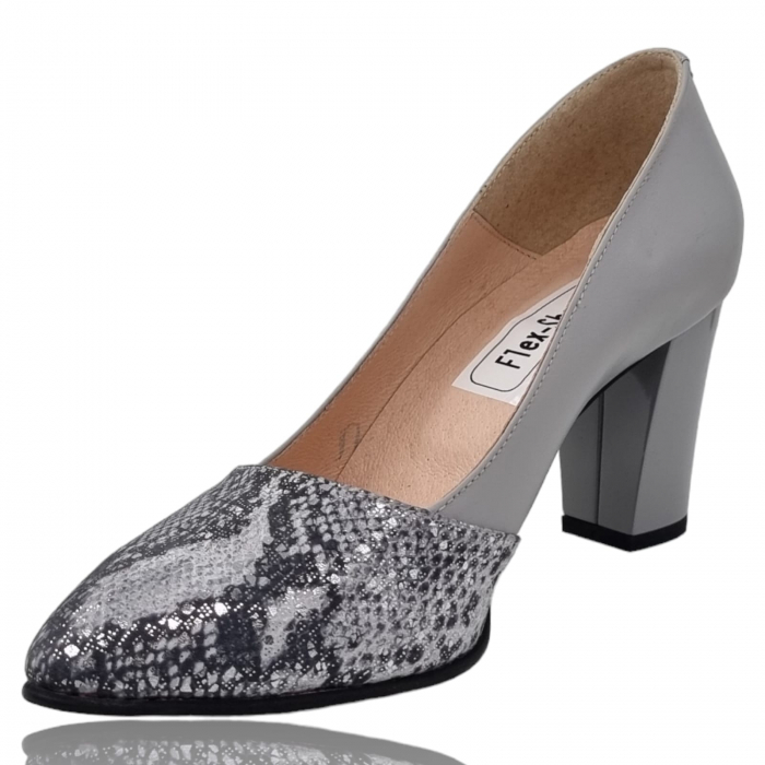 Pantofi Damă Eleganți Din Piele Naturală Gri 3227 [5]