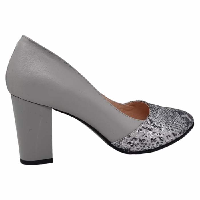 Pantofi Damă Eleganți Din Piele Naturală Gri 3227 [11]