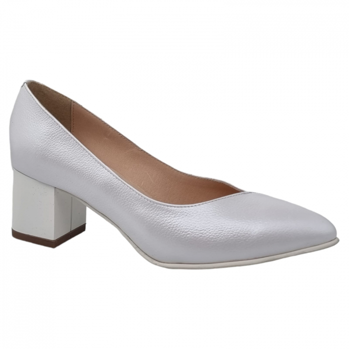 Pantofi Damă Eleganți Din Piele Naturală Albă 3241 [12]