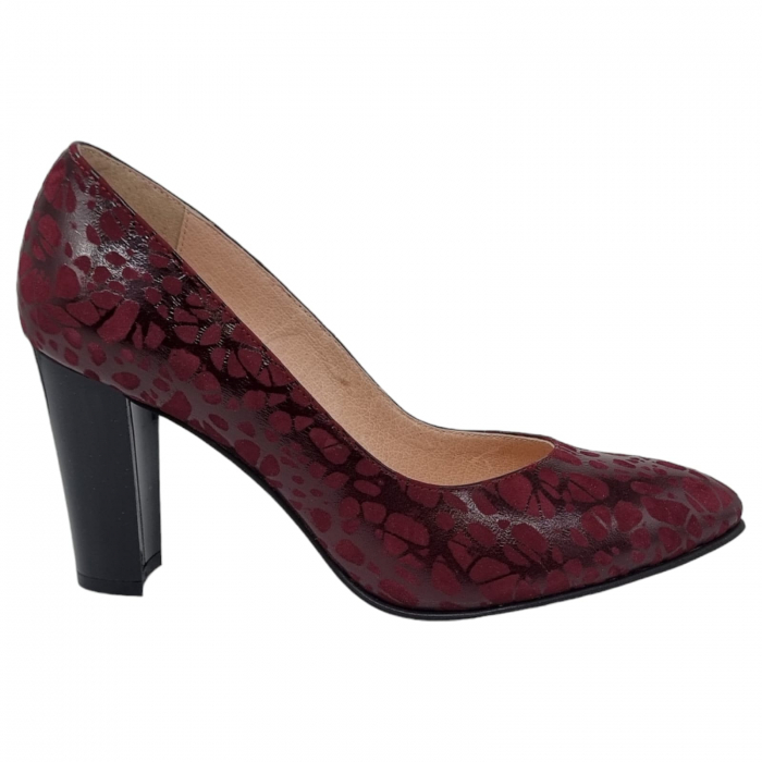 Pantofi Damă Eleganți Din Piele Naturală Bordo 3249 [8]