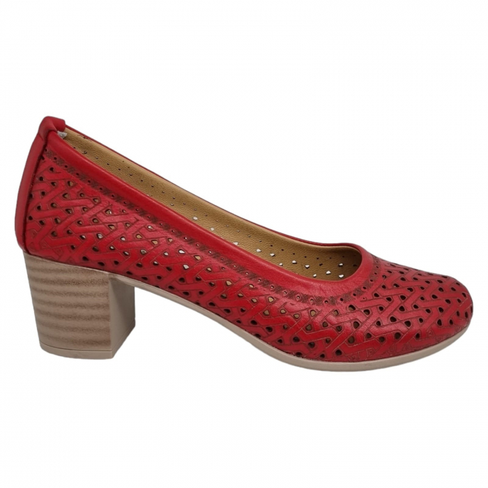 Pantofi Damă Casual Confort Din Piele Naturală Roșie 5273 [2]