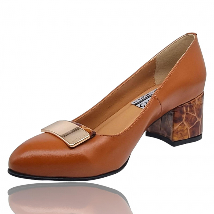 Pantofi Damă Eleganți Din Piele Naturală Portocaliu 3281 [2]