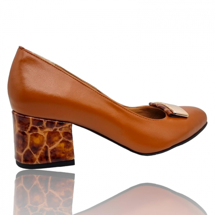 Pantofi Damă Eleganți Din Piele Naturală Portocaliu 3281 [5]