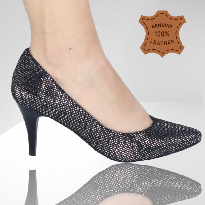 Pantofi Damă Eleganți Din Piele Naturală Neagră Glit 3287 [2]