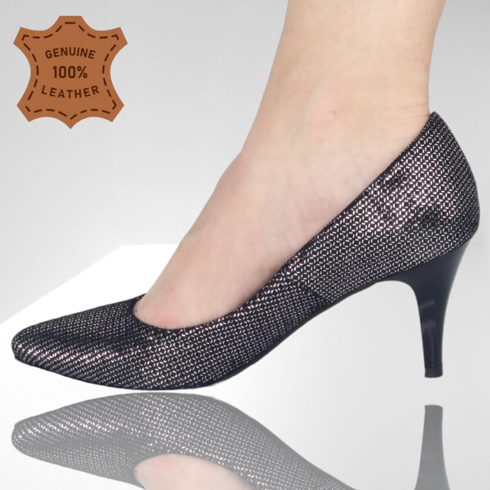 Pantofi Damă Eleganți Din Piele Naturală Neagră Glit 3287 [3]