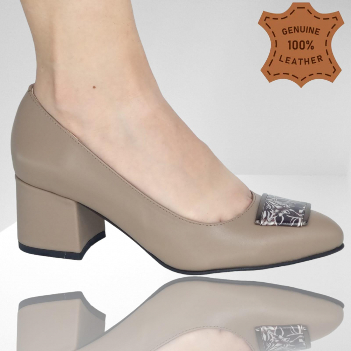 Pantofi Damă Eleganți Din Piele Naturală Cappuccino 3292 [2]