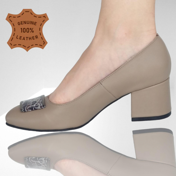 Pantofi Damă Eleganți Din Piele Naturală Cappuccino 3292 [3]
