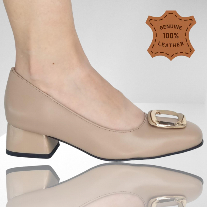Pantofi Damă Eleganți Din Piele Naturală Capuccino 3309 [2]
