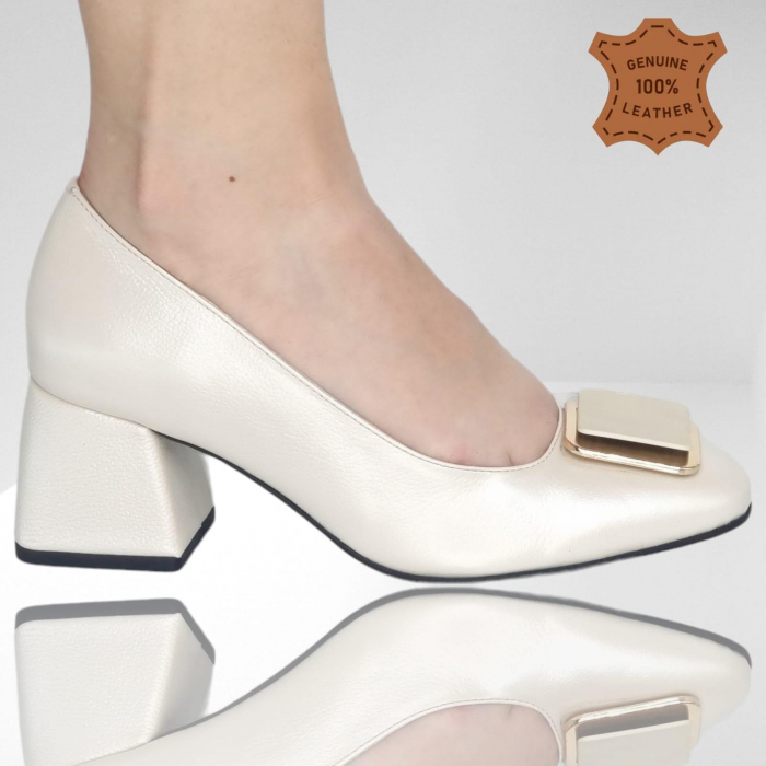 Pantofi Damă Eleganți Din Piele Naturală Bej 3310 [2]