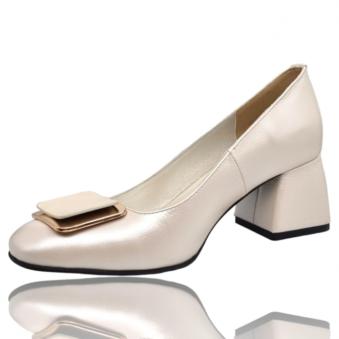 Pantofi Damă Eleganți Din Piele Naturală Bej 3310 [4]