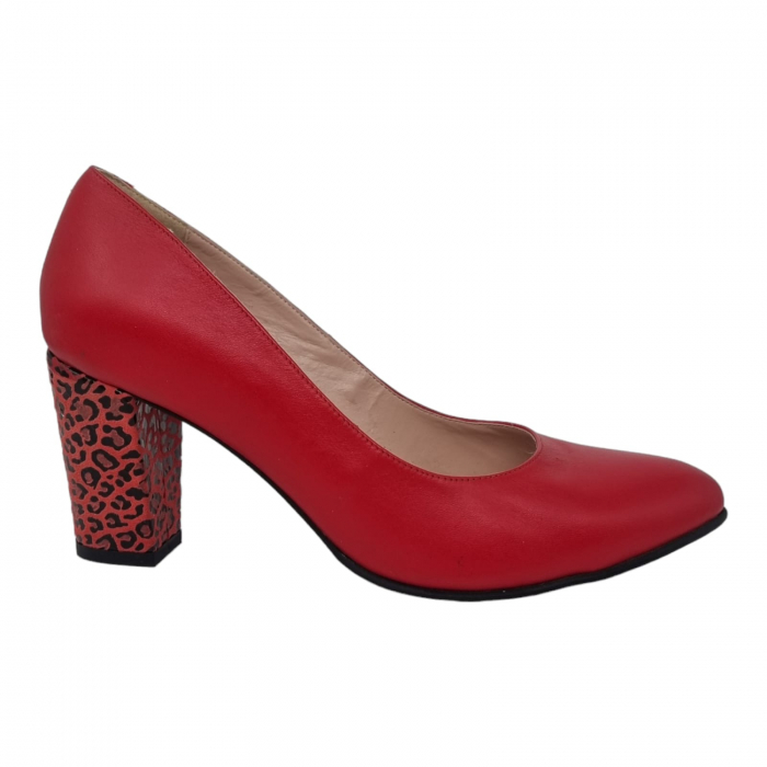 Pantofi Damă Eleganți Din Piele Naturală Roșie 3051 [2]