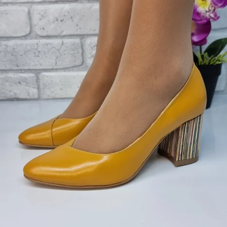 Pantofi Damă Eleganți Din Piele Naturală Mustar 20642 [9]
