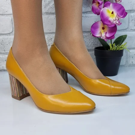 Pantofi Damă Eleganți Din Piele Naturală Mustar 20642 [8]