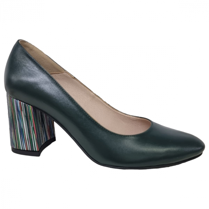Pantofi Damă Eleganți Din Piele Naturală Verde Linii 3134 [1]