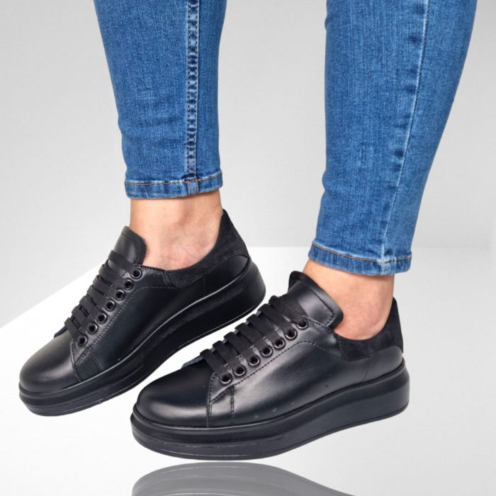 Pantofi Damă Casual Confort Din Piele Naturală Neagră 5010 [3]