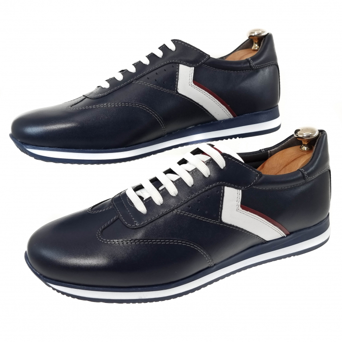Pantofi Bărbați Sport Din Piele Naturală Blue 346 [10]