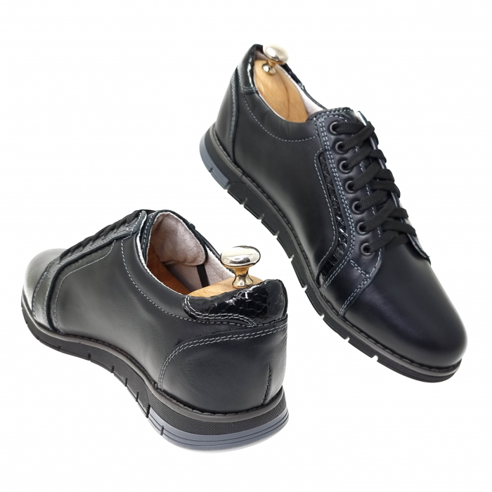 Pantofi Bărbați Sport Din Piele Naturală Neagră 399 [2]