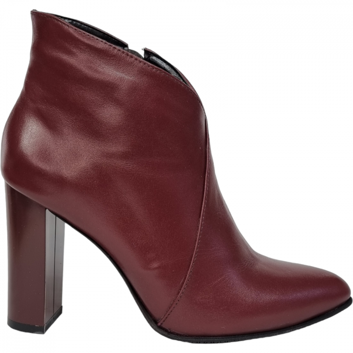 Ghete Damă Elegante Din Piele Naturală Bordo 9522 [2]