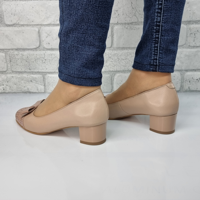 Pantofi Damă Eleganți Din Piele Naturală Nude Box Lac  3075 [2]