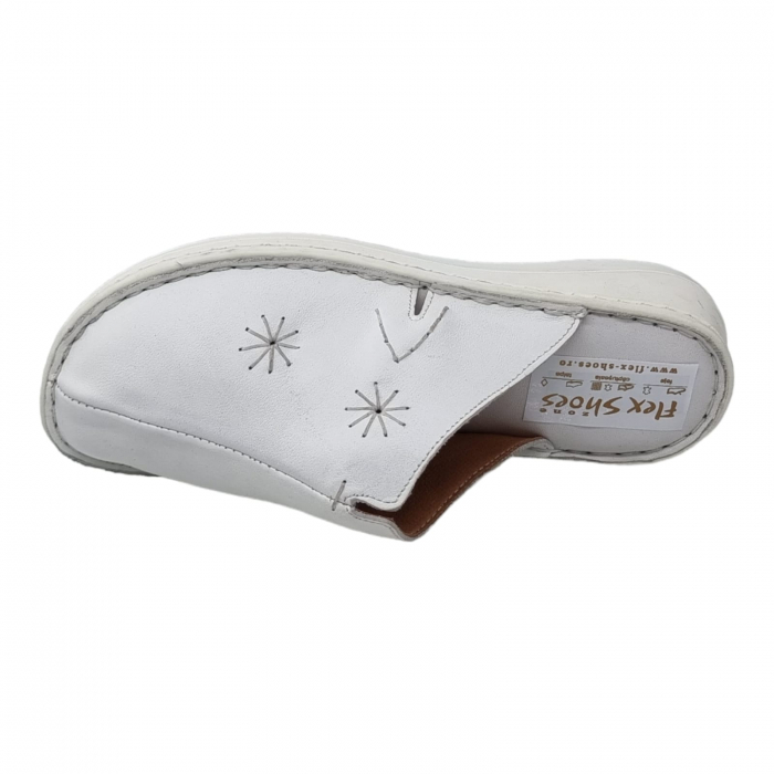 Saboți Sanitari Damă Din Piele Naturală Albă 7002 [4]