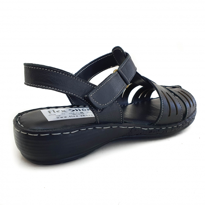Sandale Damă Casual Confort Din Piele Naturală Neagră 6137 [4]