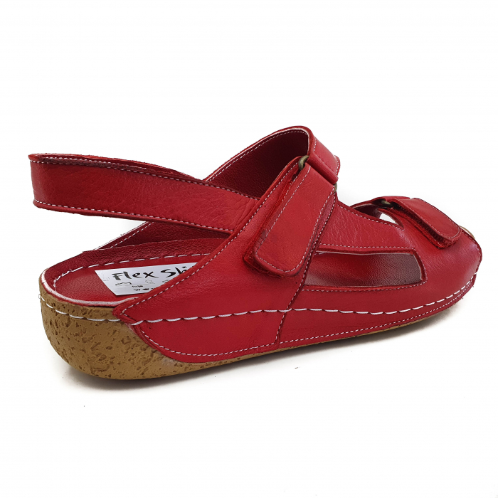 Sandale Damă Casual Confort Din Piele Naturală Roșie 6142 [3]