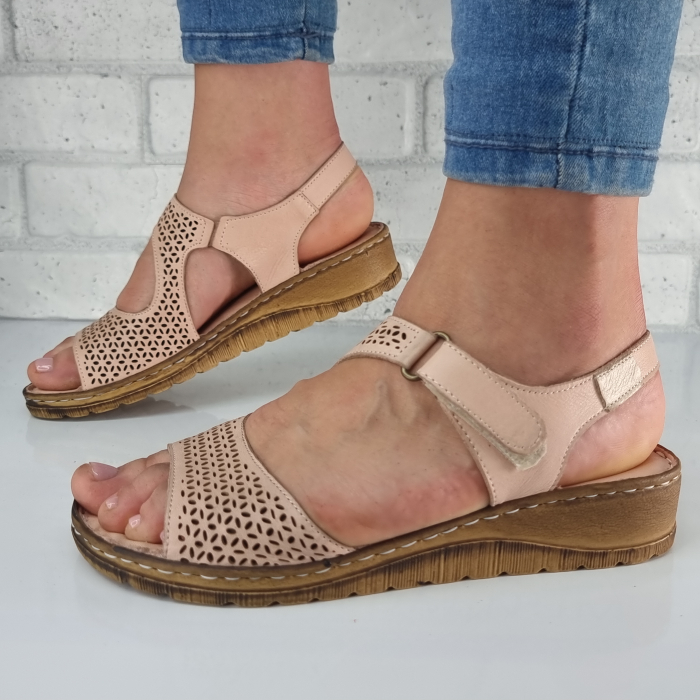 Sandale Damă Casual Confort Din Piele Naturală pudra 6128 [3]
