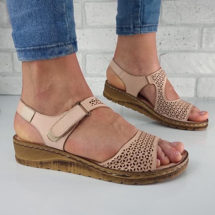 Sandale Damă Casual Confort Din Piele Naturală pudra 6128 [2]
