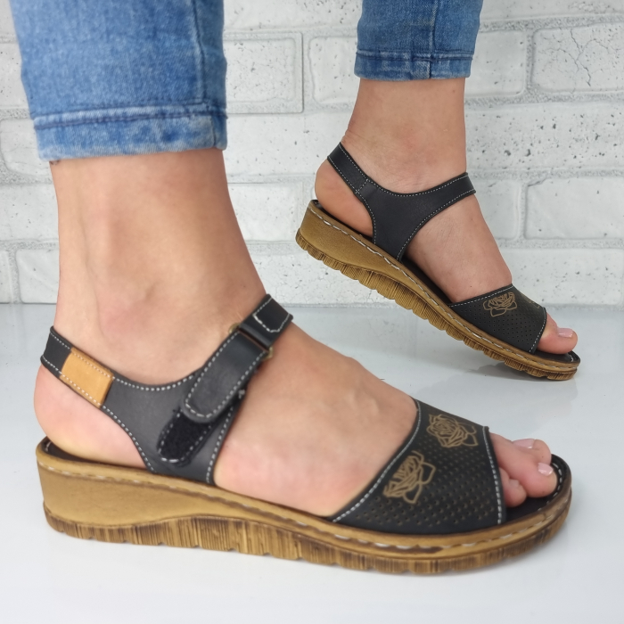 Sandale Damă Casual Confort Din Piele Naturală Neagră 6138 [2]