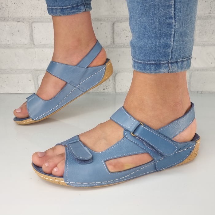 Sandale Damă Casual Confort Din Piele Naturală Blue 6141 [3]