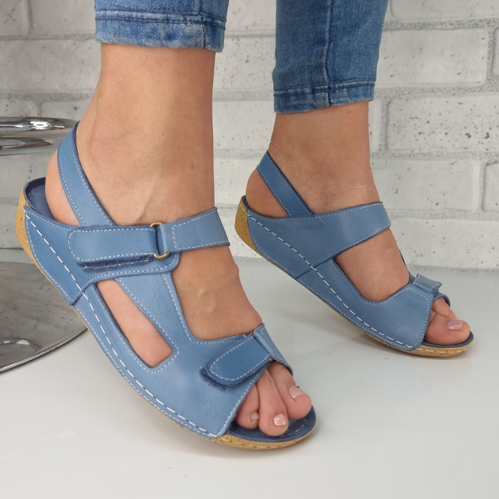 Sandale Damă Casual Confort Din Piele Naturală Blue 6141 [2]
